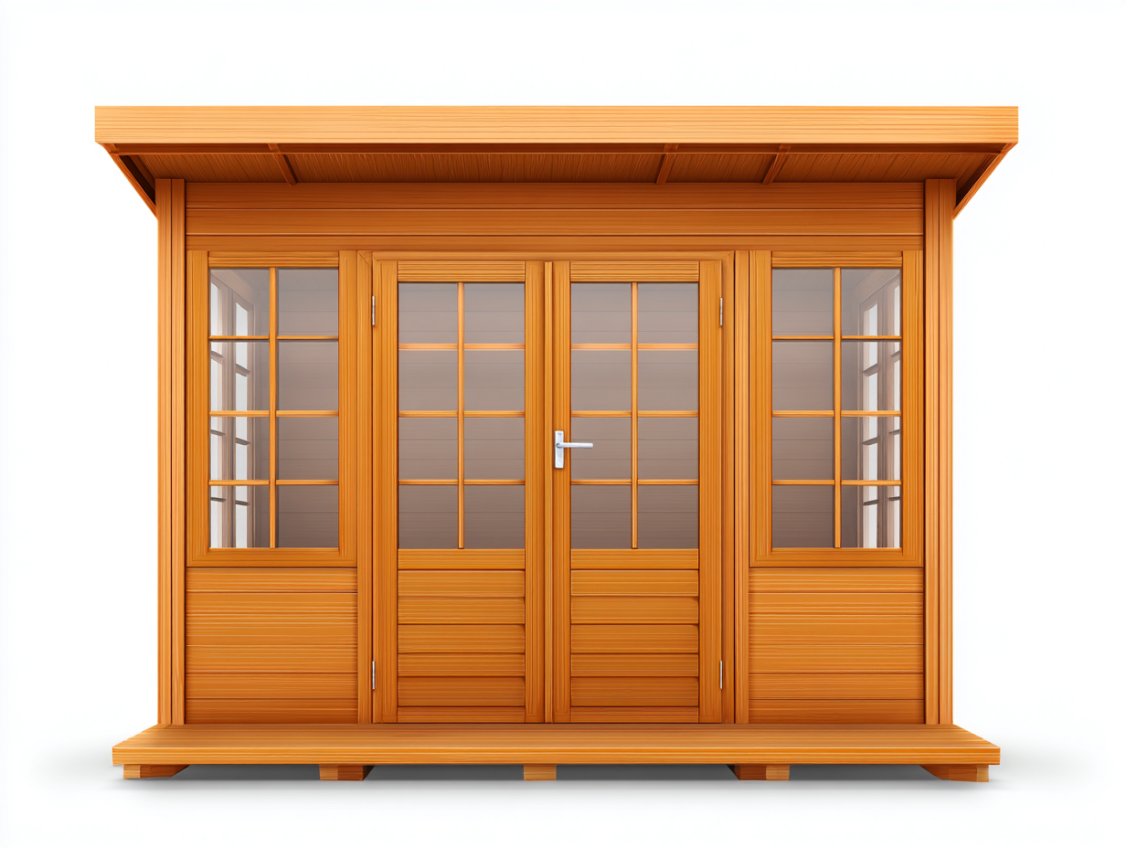 Garden Shed Solid Wood Storage House 96x72x90 inches - Natural Wood - Classic Outdoor Design-Sofaupbase