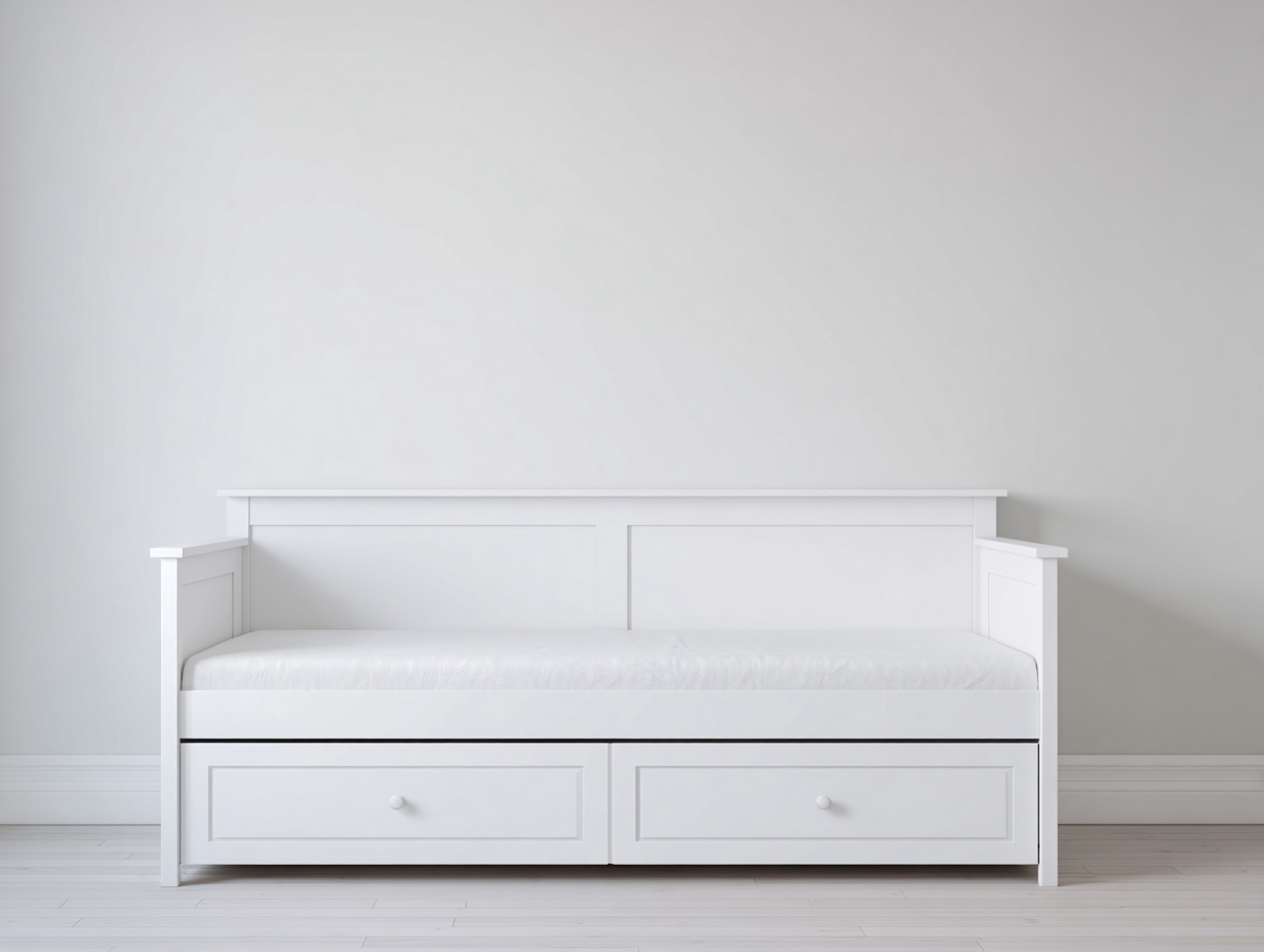 Twin Bed wooden daybed frame with drawers 79x40x33 inches white bedroom use - clean modern style-Sofaupbase