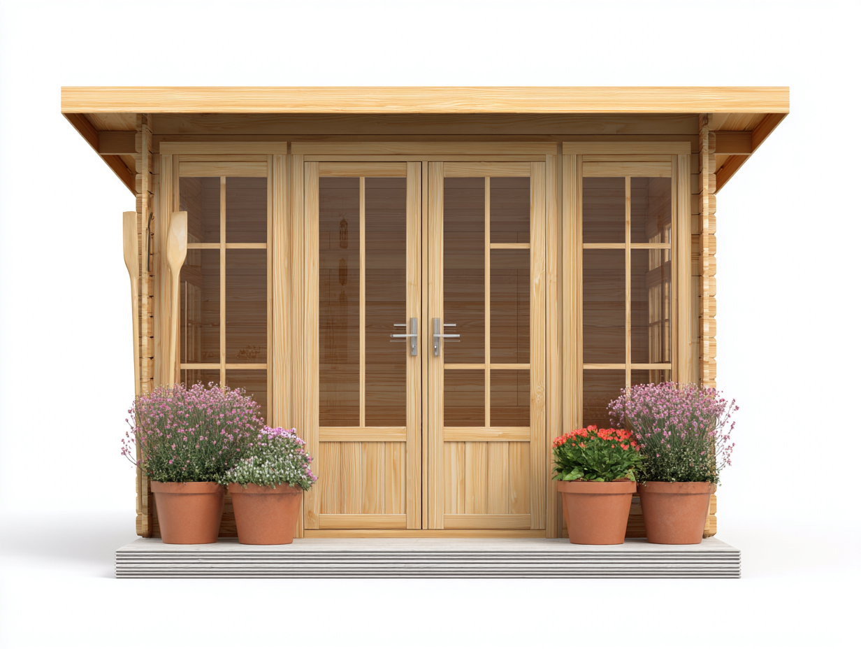 Garden Shed Wooden Outdoor Storage Cabin 80x72x88 inches - Natural Wood - Modern Design-Sofaupbase