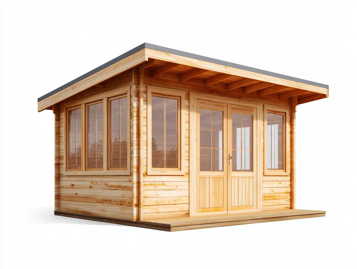 Garden Shed Wooden Outdoor Cabin 96x84x96 inches Natural Wood for Garden Modern Design-Sofaupbase