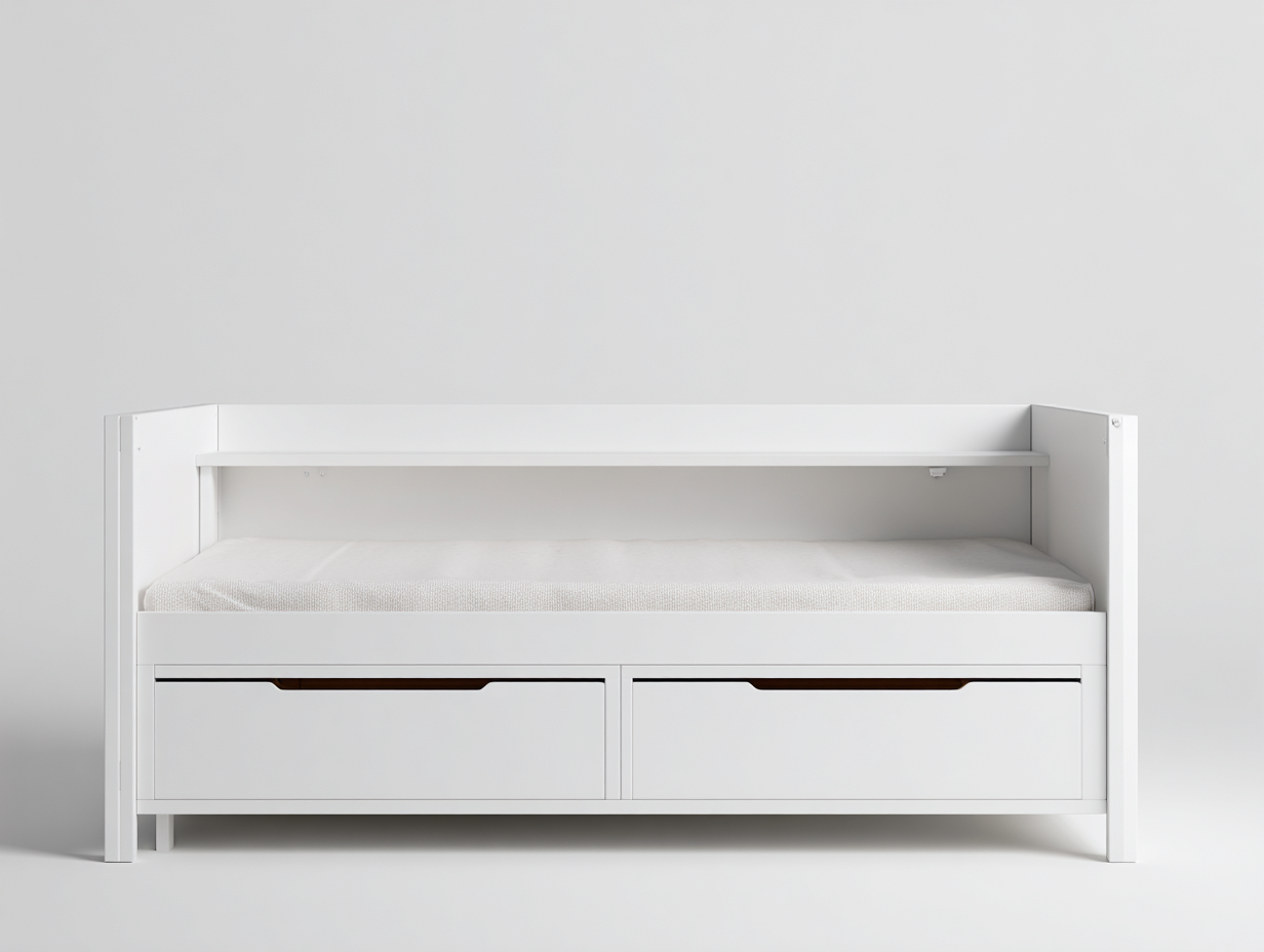 Twin Bed Wood Frame 80x42x36 inches White for Bedroom Modern Design-Sofaupbase