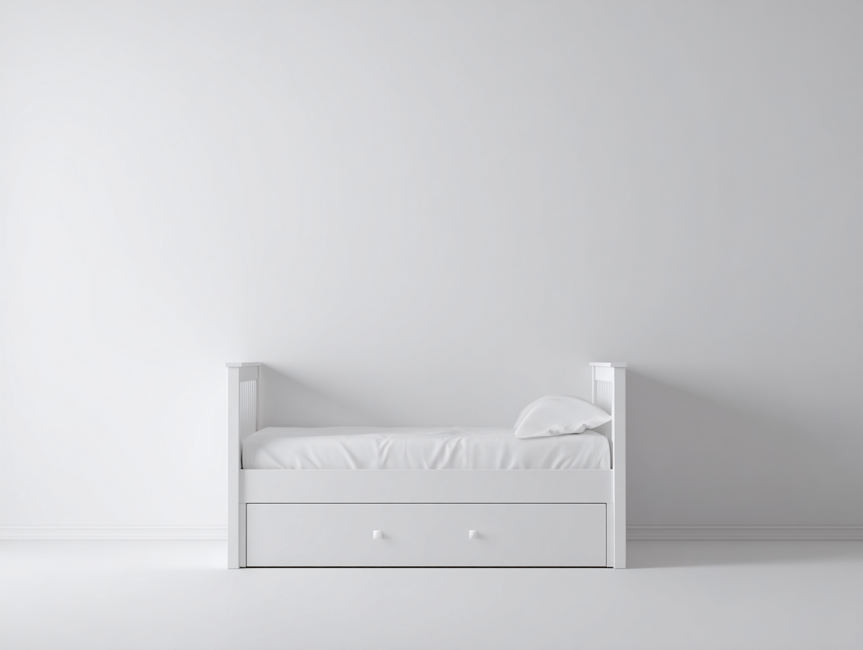 Twin Bed - Wood Frame with Storage 75x40x32 inches - White - Minimalist Daybed Design-Sofaupbase
