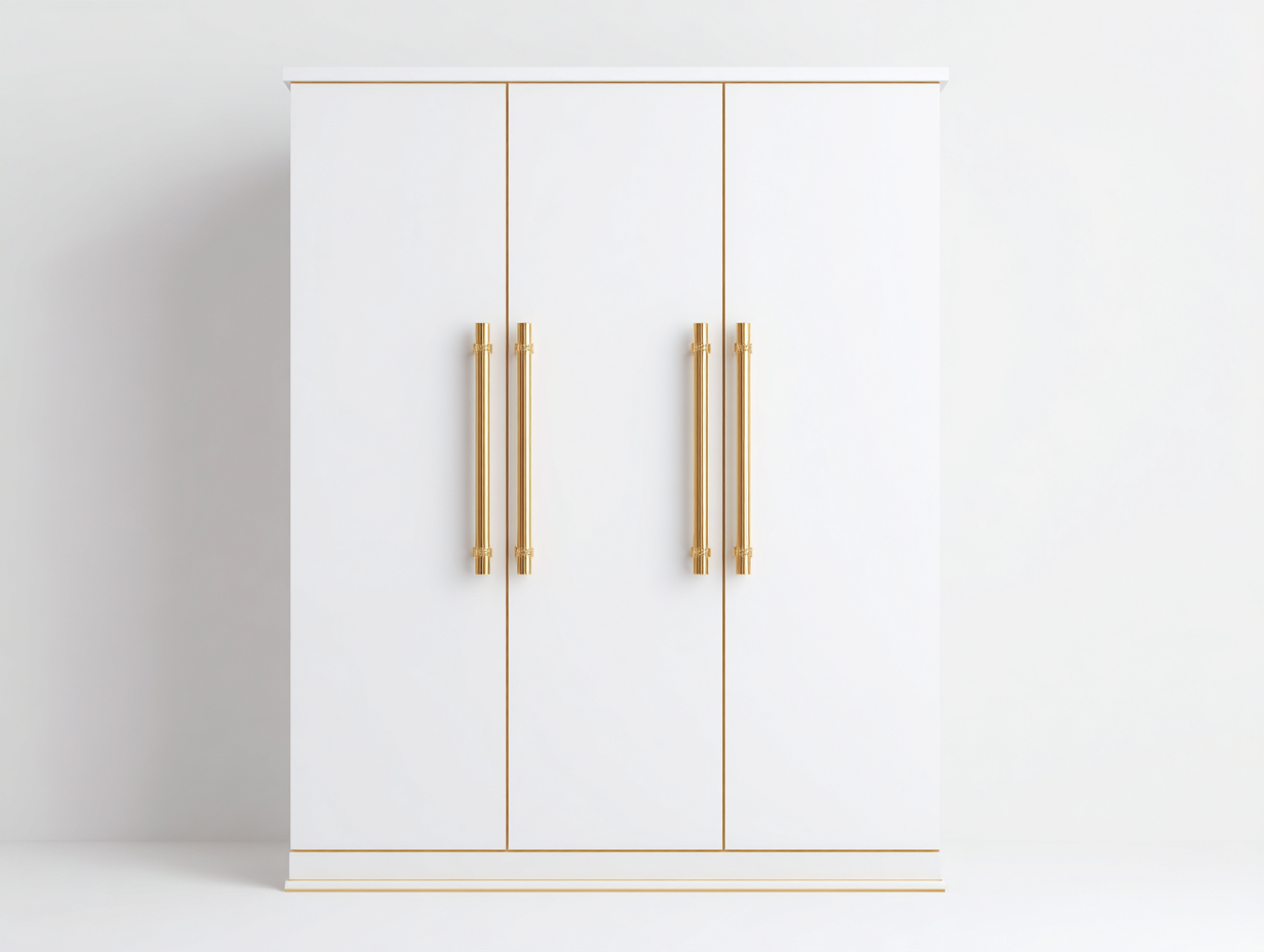 Wardrobe modern wooden storage cabinet 70x24x80 inches white gold bedroom use - minimalist luxury style-Sofaupbase