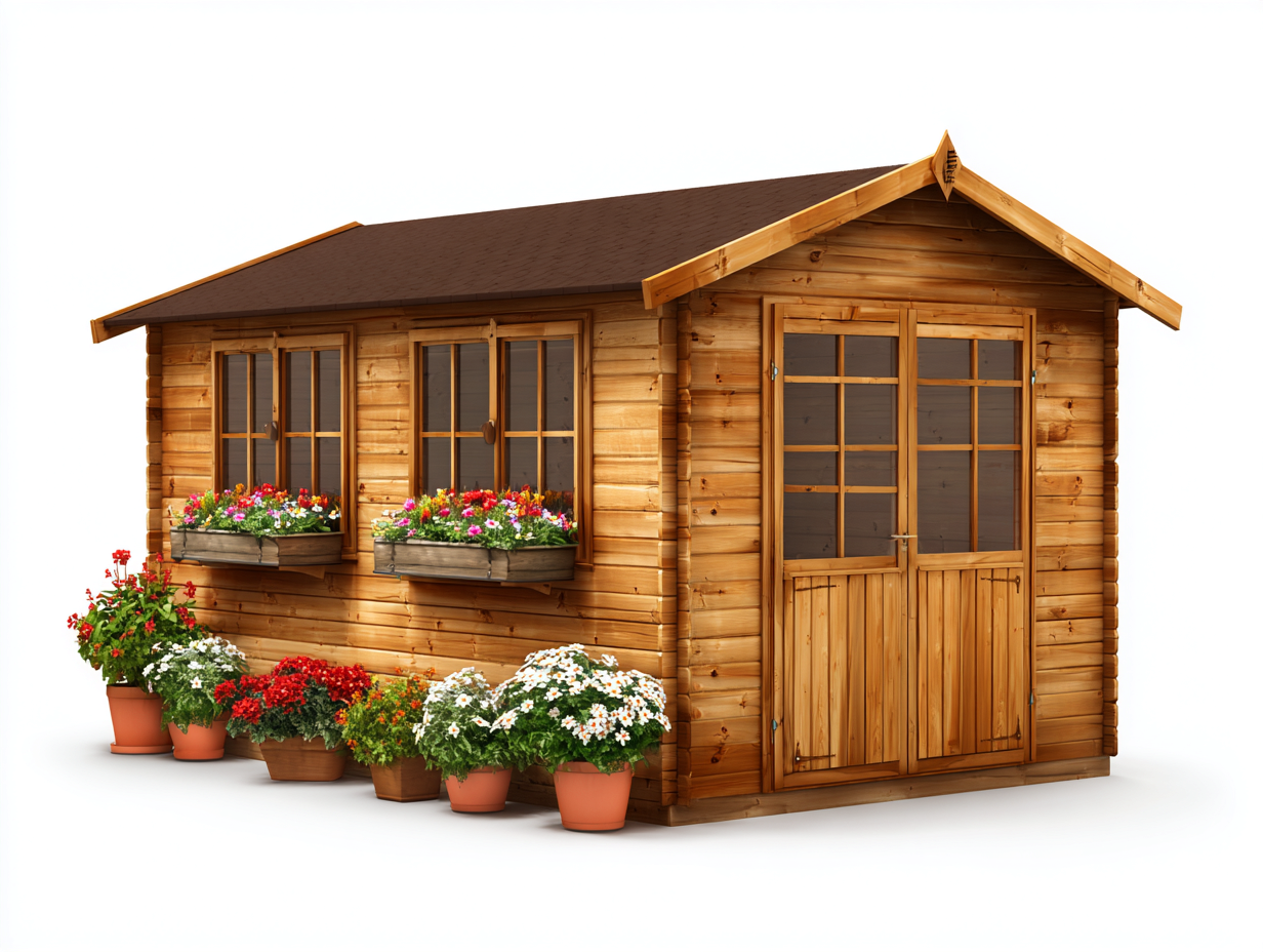 Garden Shed wooden garden house 96x72x84 inches natural wood outdoor use - classic garden style-Sofaupbase