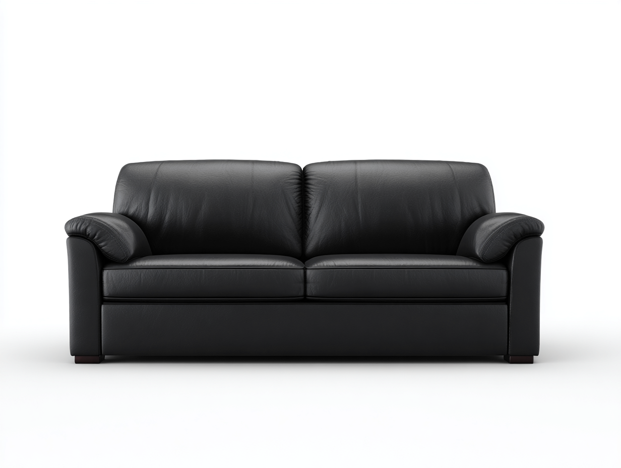 Loveseat Leather Upholstered Seating 62x35x34 inches - Black - Modern Comfort Design-Sereneix