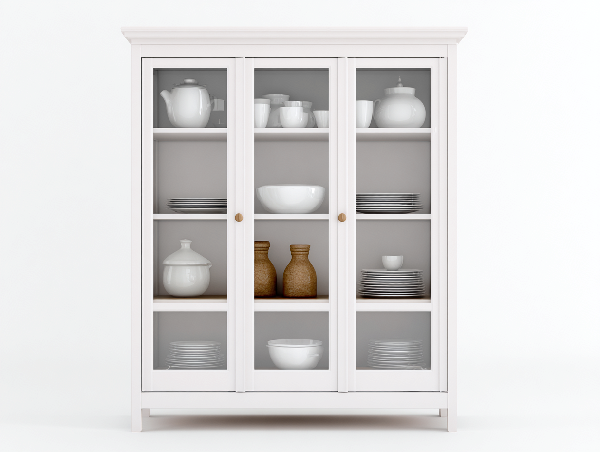 Display Cabinet Storage 55x16x72 inches White Classic Design-Sereneix