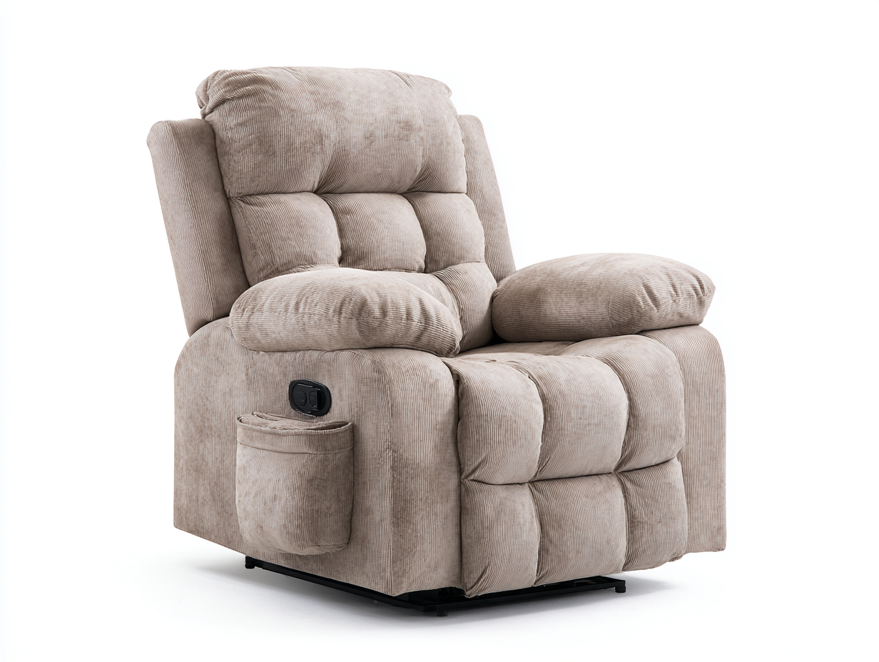 Recliner Chair upholstered seating 38x36x41 inches - beige - living room relaxation-Sereneix