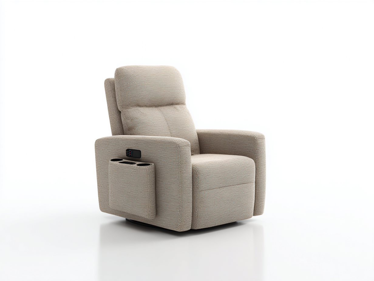 Recliner Chair Upholstered Seating 38x36x41 inches - Beige - Electric Reclining Comfort Design-Sereneix