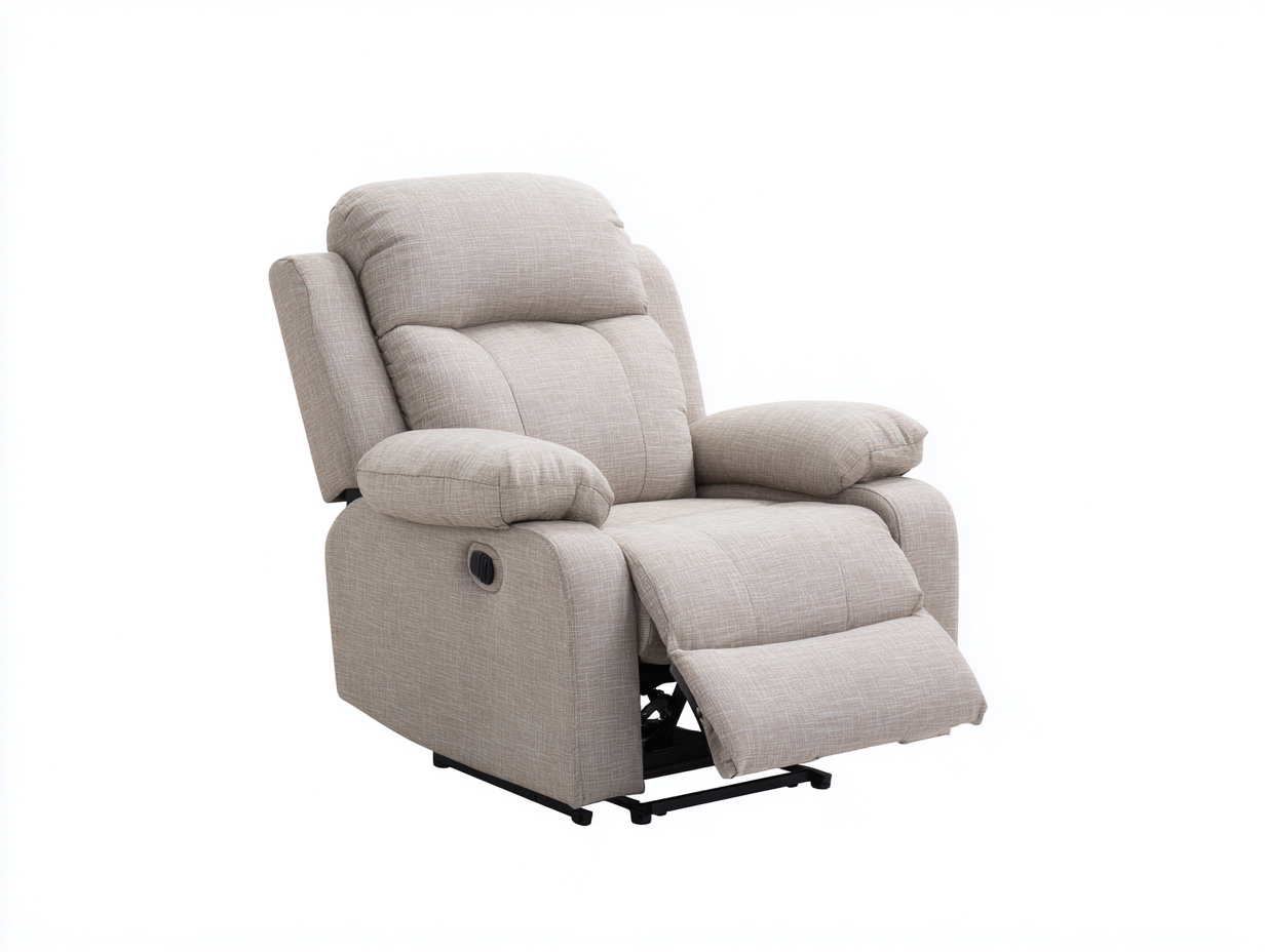 Recliner Chair Upholstered Seating 36x38x40 inches - Beige - Manual Reclining Comfort Design-Sereneix