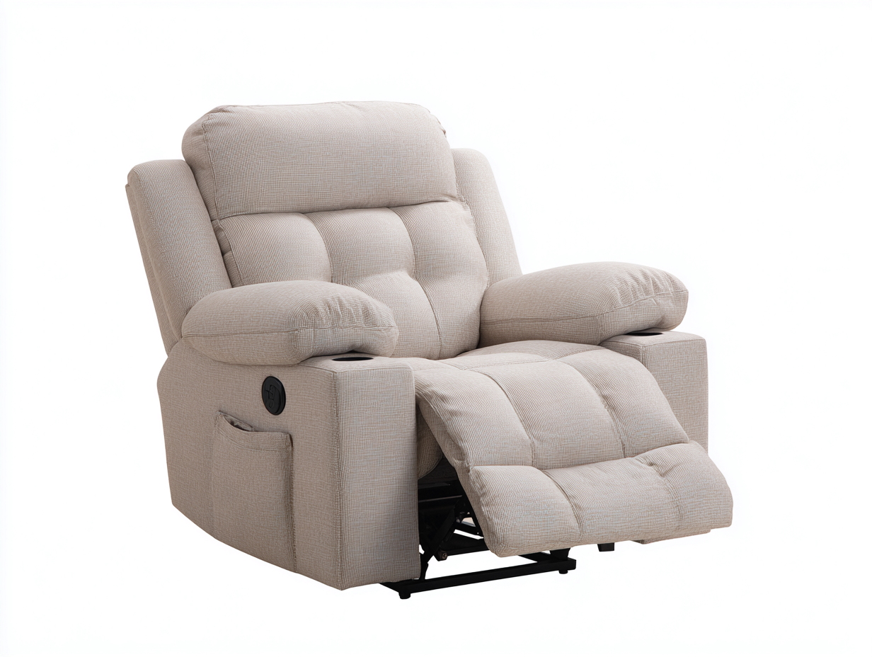 Recliner Chair Upholstered Seating 38x36x40 inches Beige Comfort Reclining Design-Sereneix