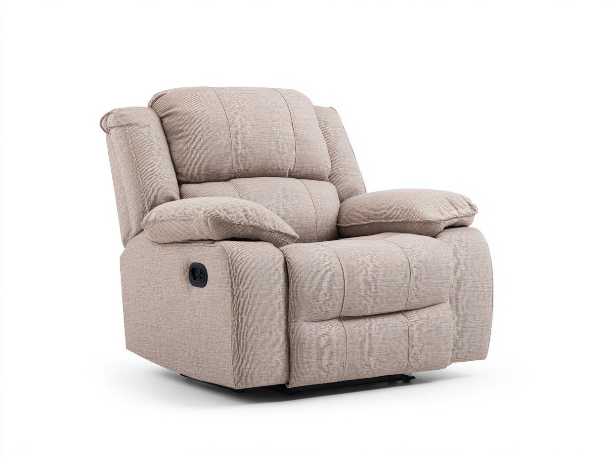 Recliner Chair Fabric Upholstered 38x37x41 inches - Fabric Upholstery - Beige - For Living Room - Comfort Design-Sereneix