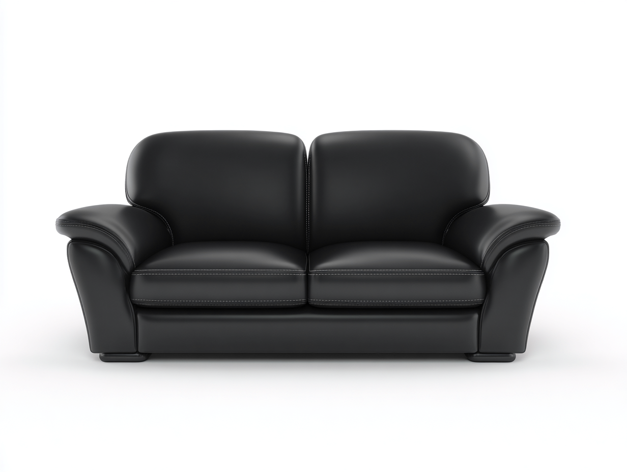 Loveseat Leather Upholstered Sofa 63x36x35 inches - Leather Upholstery - Black - For Living Room - Classic Design-Sereneix