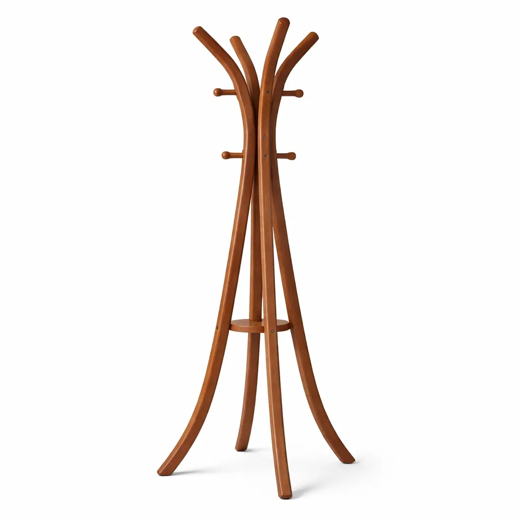 Wooden Freestanding Coat Stand with Multiple Hanging Hooks-homelign