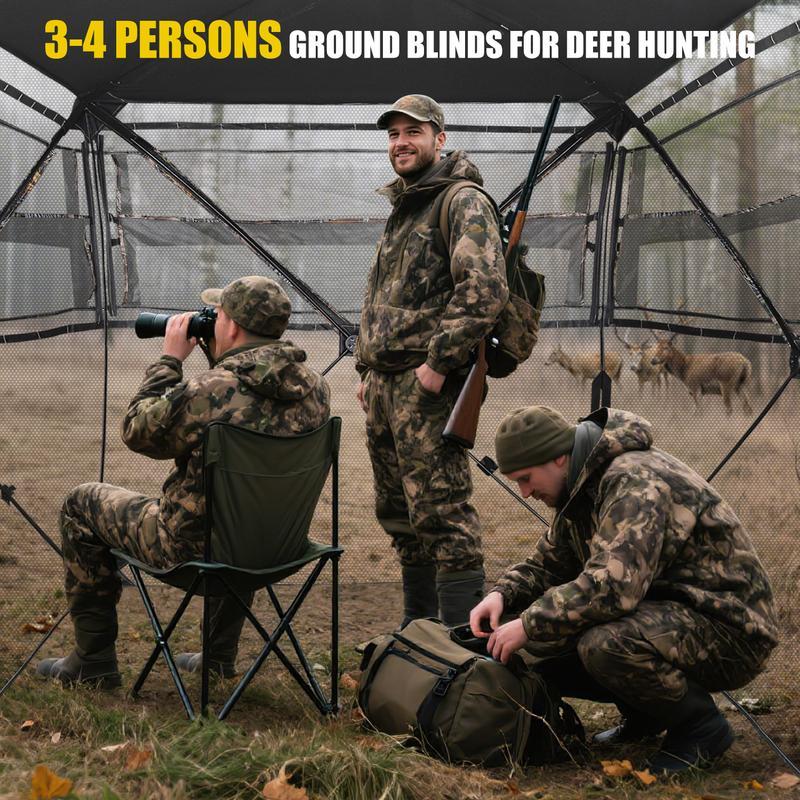 Hunting Blind 270°/360° See Through Ground Blinds with Silent Windows Carry Bag, Two Size Option Portable Hunting Tent for Deer Duck Turkey