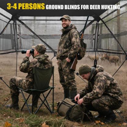 Hunting Blind 270°/360° See Through Ground Blinds with Silent Windows Carry Bag, Two Size Option Portable Hunting Tent for Deer Duck Turkey