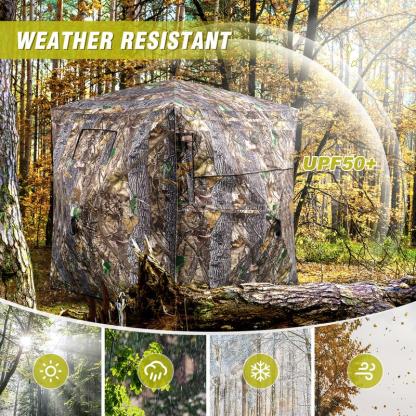 Hunting Blind 270°/360° See Through Ground Blinds with Silent Windows Carry Bag, Two Size Option Portable Hunting Tent for Deer Duck Turkey
