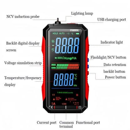 Fully Automatic True RMS (TRMS) 6000 Count Digital Voltmeter - A reliable voltage tester suitable for home, automotive, and industrial applications; a professional electrical tool.