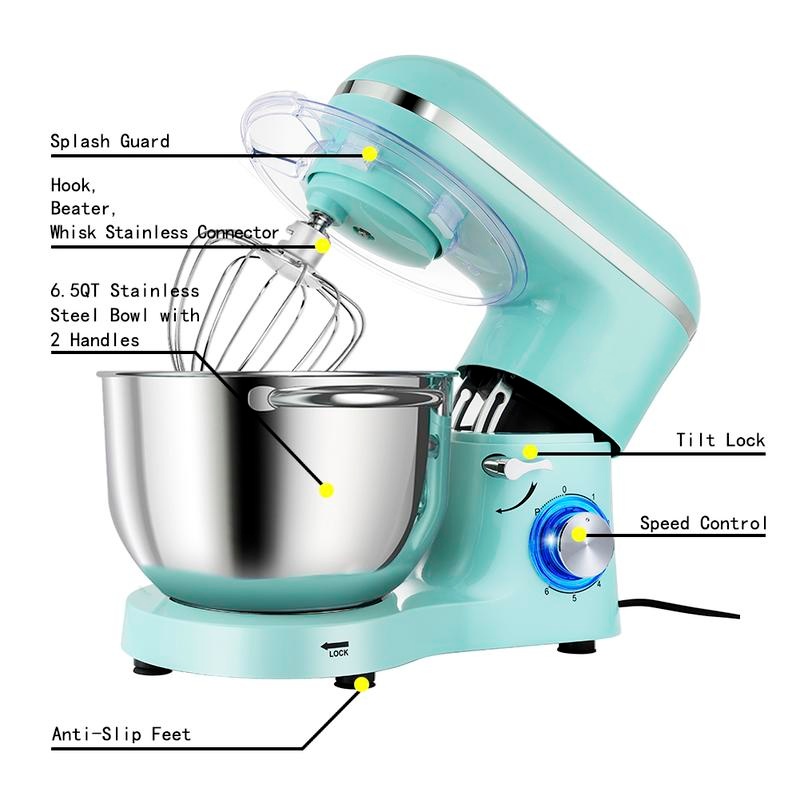 6.5QT Stand Mixer with Upgraded Motor | 6-Speed Tilt-Head Electric Food Mixer with Stainless Steel Bowl Dough Hook Whisk & Beater for Baking & Mixing Kitchen Appliances