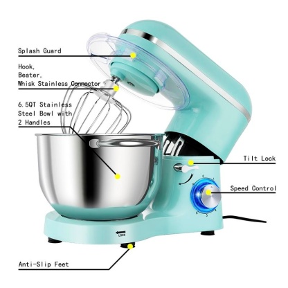 6.5QT Stand Mixer with Upgraded Motor | 6-Speed Tilt-Head Electric Food Mixer with Stainless Steel Bowl Dough Hook Whisk & Beater for Baking & Mixing Kitchen Appliances