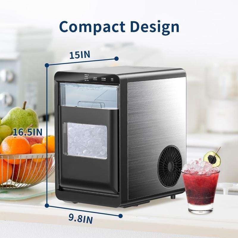2025 Nugget Ice Maker Countertop, 44Lbs/24H Pebble Ice Maker Machine, Self-Cleaning Pellet Ice Machine with Ice Scoop&basket, Sonic Countertop Ice Machine for Home/Kitchen/Office(Black)