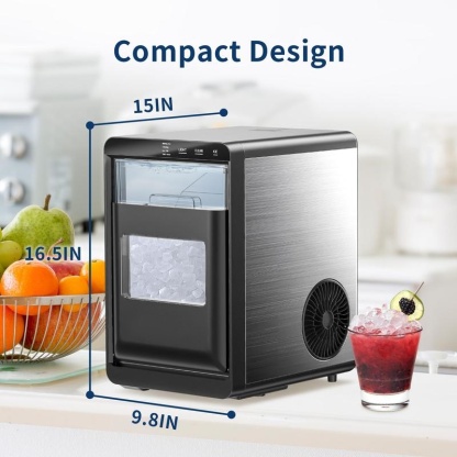 2025 Nugget Ice Maker Countertop, 44Lbs/24H Pebble Ice Maker Machine, Self-Cleaning Pellet Ice Machine with Ice Scoop&basket, Sonic Countertop Ice Machine for Home/Kitchen/Office(Black)