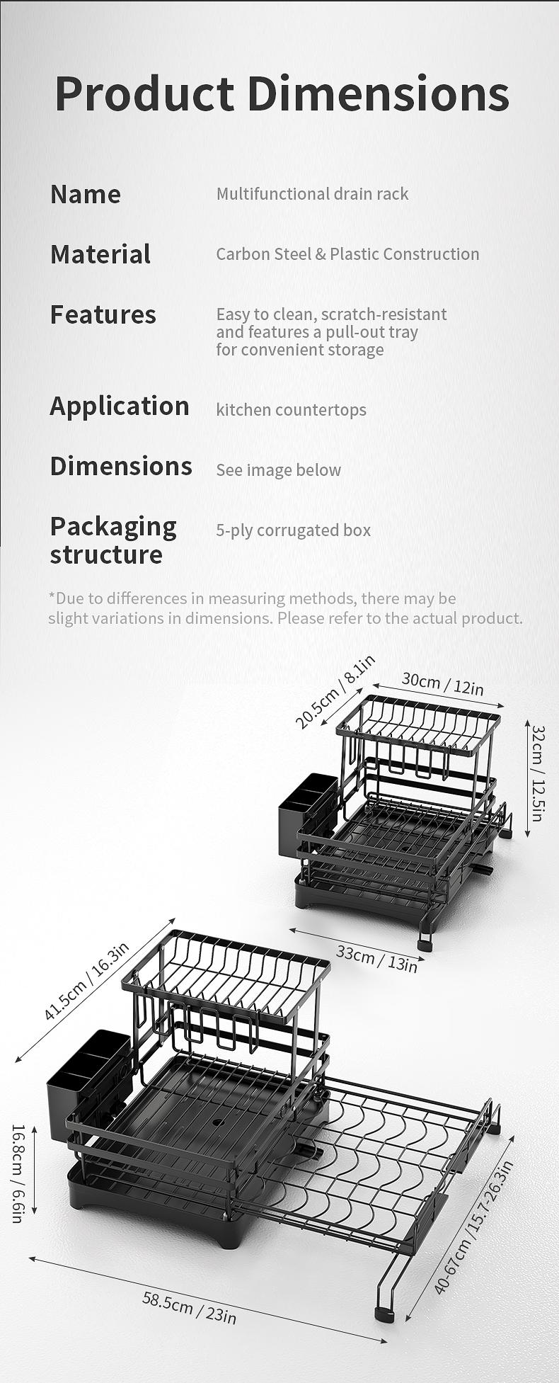 Foldable Over Sink Dish Drying Rack｜Pull-Out 2-Tier Dish Drainer with Utensil Holder｜Space Saving Kitchen Organizer for Small Kitchens
