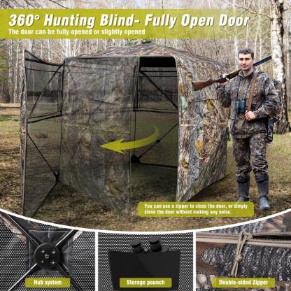 Hunting Blind 270°/360° See Through Ground Blinds with Silent Windows Carry Bag, Two Size Option Portable Hunting Tent for Deer Duck Turkey