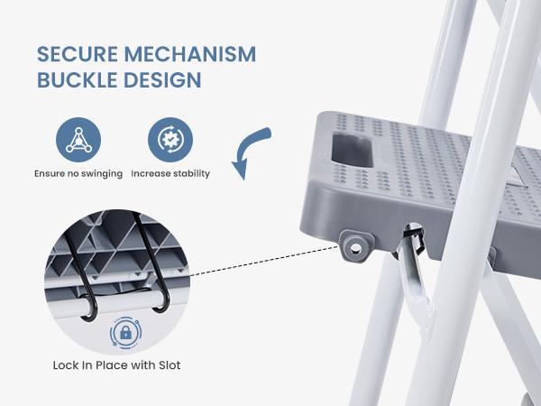 Sweet Furniture S - Step Ladder, Foldable Stool with Wide Pedal, Cushioned Handle, 800lbs Capacity for Home Kitchen and Outdoor, Black