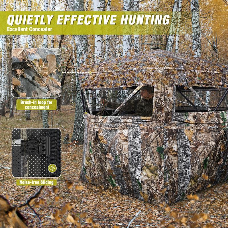 Hunting Blind 270°/360° See Through Ground Blinds with Silent Windows Carry Bag, Two Size Option Portable Hunting Tent for Deer Duck Turkey