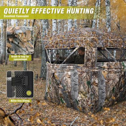 Hunting Blind 270°/360° See Through Ground Blinds with Silent Windows Carry Bag, Two Size Option Portable Hunting Tent for Deer Duck Turkey