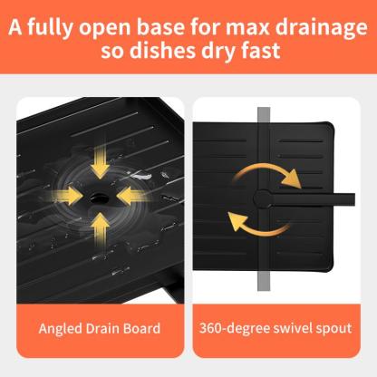 Foldable Over Sink Dish Drying Rack｜Pull-Out 2-Tier Dish Drainer with Utensil Holder｜Space Saving Kitchen Organizer for Small Kitchens