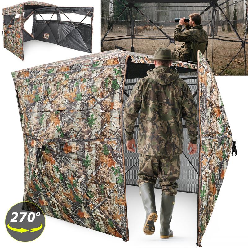 Hunting Blind 270°/360° See Through Ground Blinds with Silent Windows Carry Bag, Two Size Option Portable Hunting Tent for Deer Duck Turkey