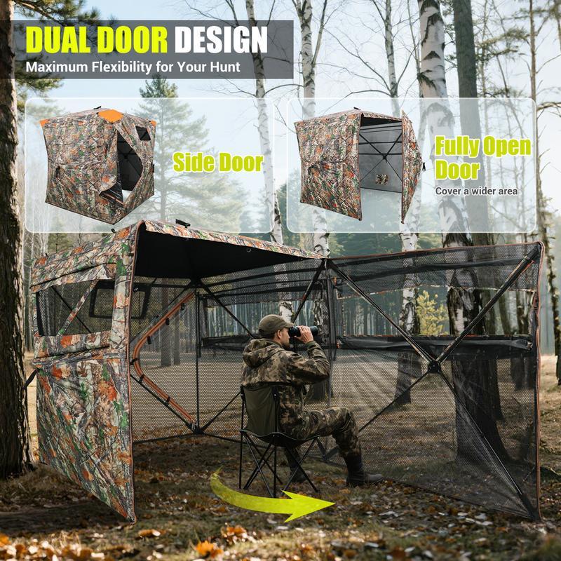 Hunting Blind 270°/360° See Through Ground Blinds with Silent Windows Carry Bag, Two Size Option Portable Hunting Tent for Deer Duck Turkey