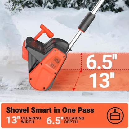 Cordless Snow Shovel 24V 13-Inch 4-Ah Battery Snow Blower with Directional Plate Adjustable Front Handle Quick Charger Included