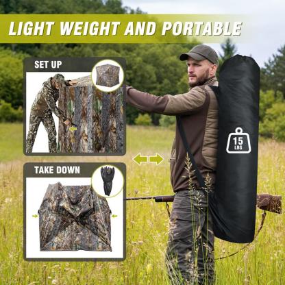 Hunting Blind 270°/360° See Through Ground Blinds with Silent Windows Carry Bag, Two Size Option Portable Hunting Tent for Deer Duck Turkey