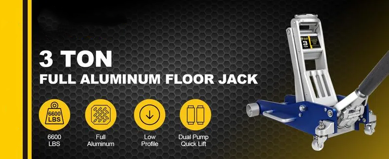 3 Ton Floor Jack Full Aluminum Ultra Lightweight Quick Rise Racing Floor Car Jack with Dual Pump Fast Lifting Low Profile Jack for Vehicle,6600 lbs Capacity