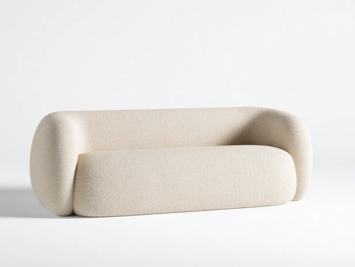 Canapé 2 places - Tissu - 172x98x76 cm - Beige - Style organique contemporain-Airyuse