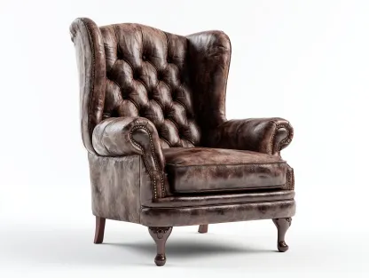 Fauteuil à oreilles - Cuir - 88x94x110 cm - Marron foncé - Style classique vintage-Airyuse