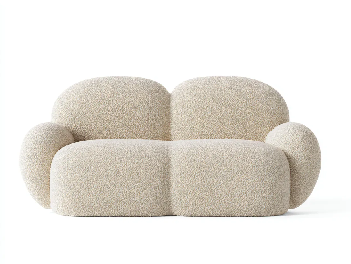 Canapé 2 places - Tissu - 168x96x78 cm - Beige - Style organique-Airyuse