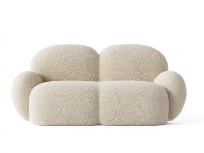 Canapé 2 places - Tissu - 168x96x78 cm - Beige - Style organique-Airyuse