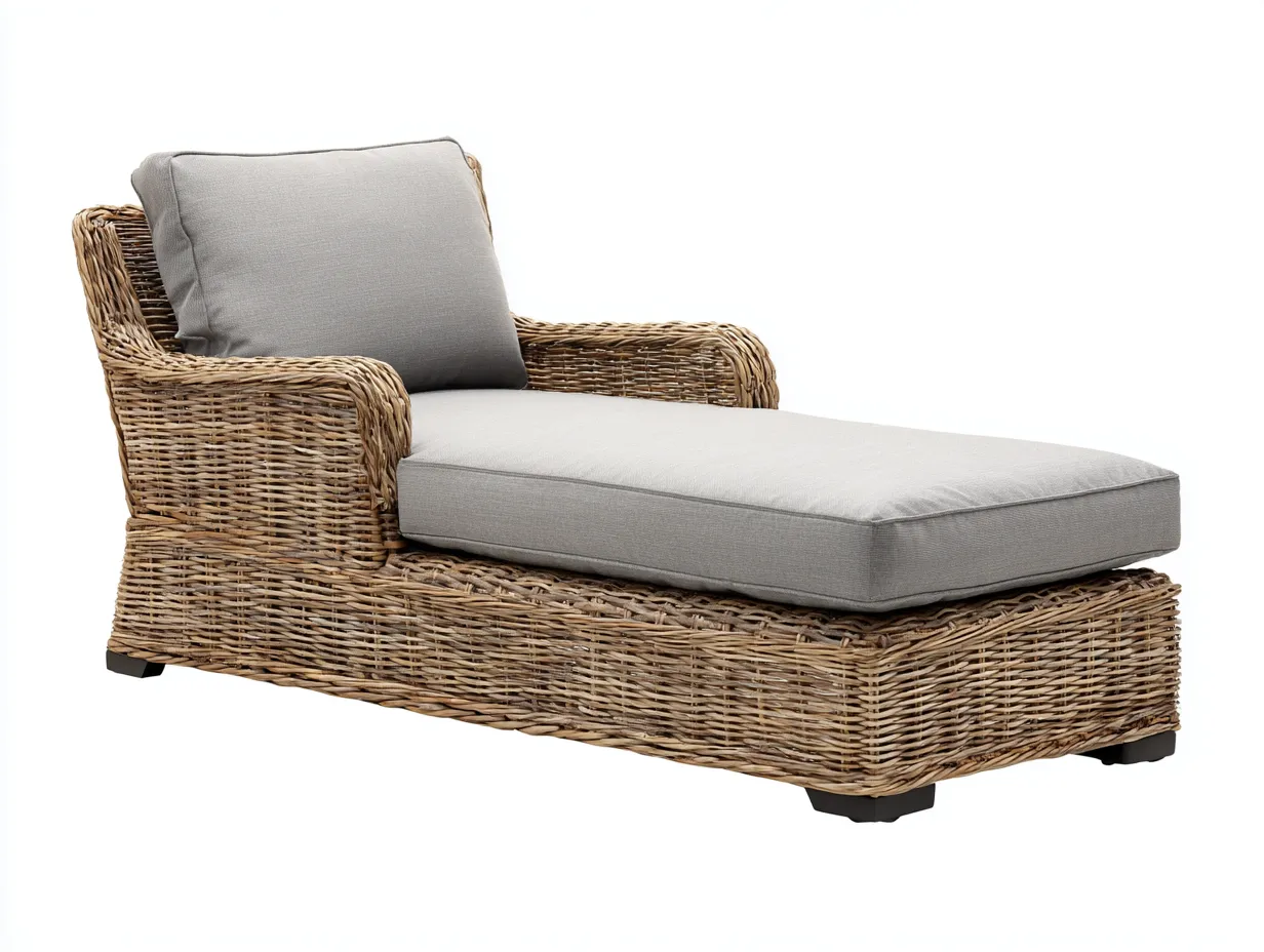 Bain de soleil - Résine tressée-Tissu - 196x74x80 cm - Gris-Marron - Style naturel-Airyuse