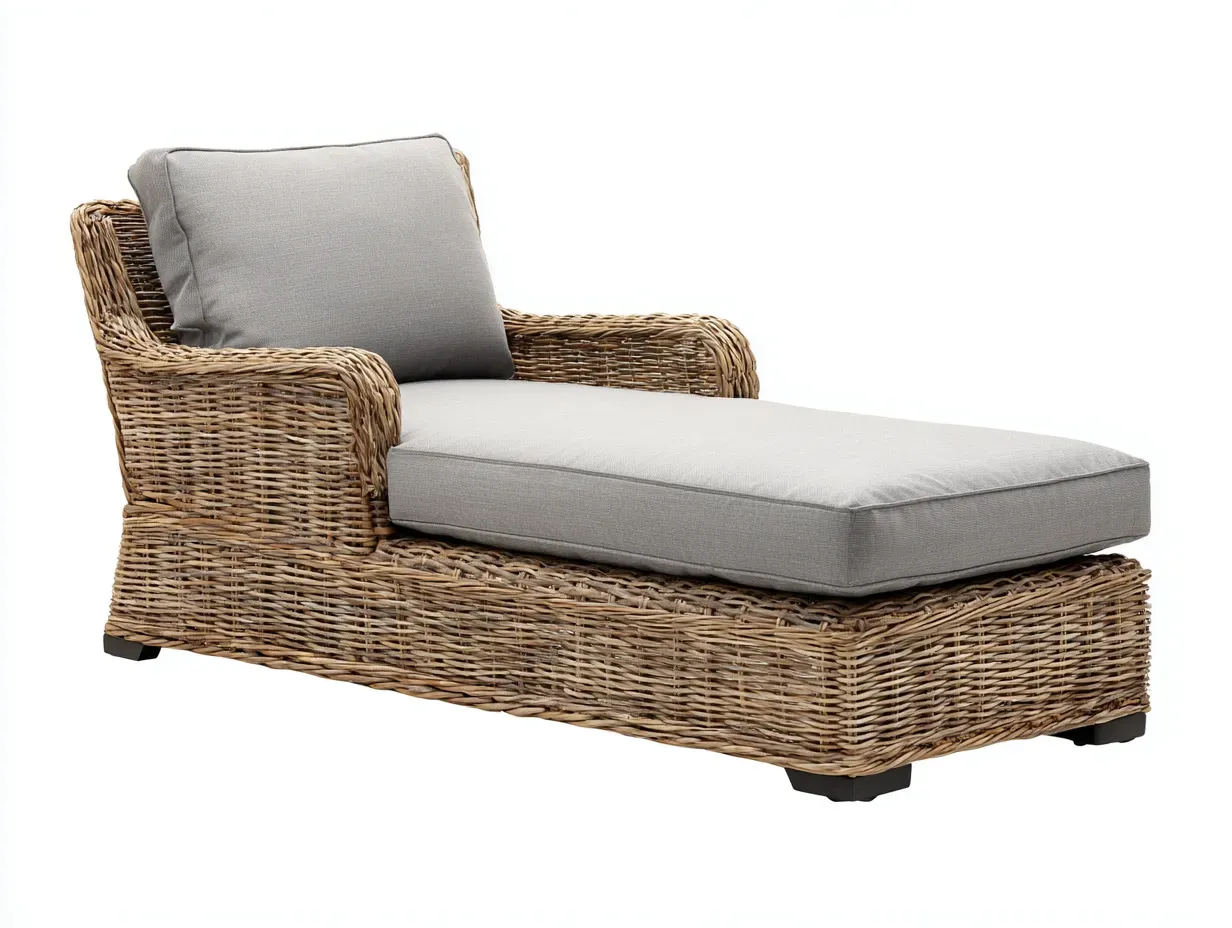 Bain de soleil - Résine tressée-Tissu - 196x74x80 cm - Gris-Marron - Style naturel-Airyuse