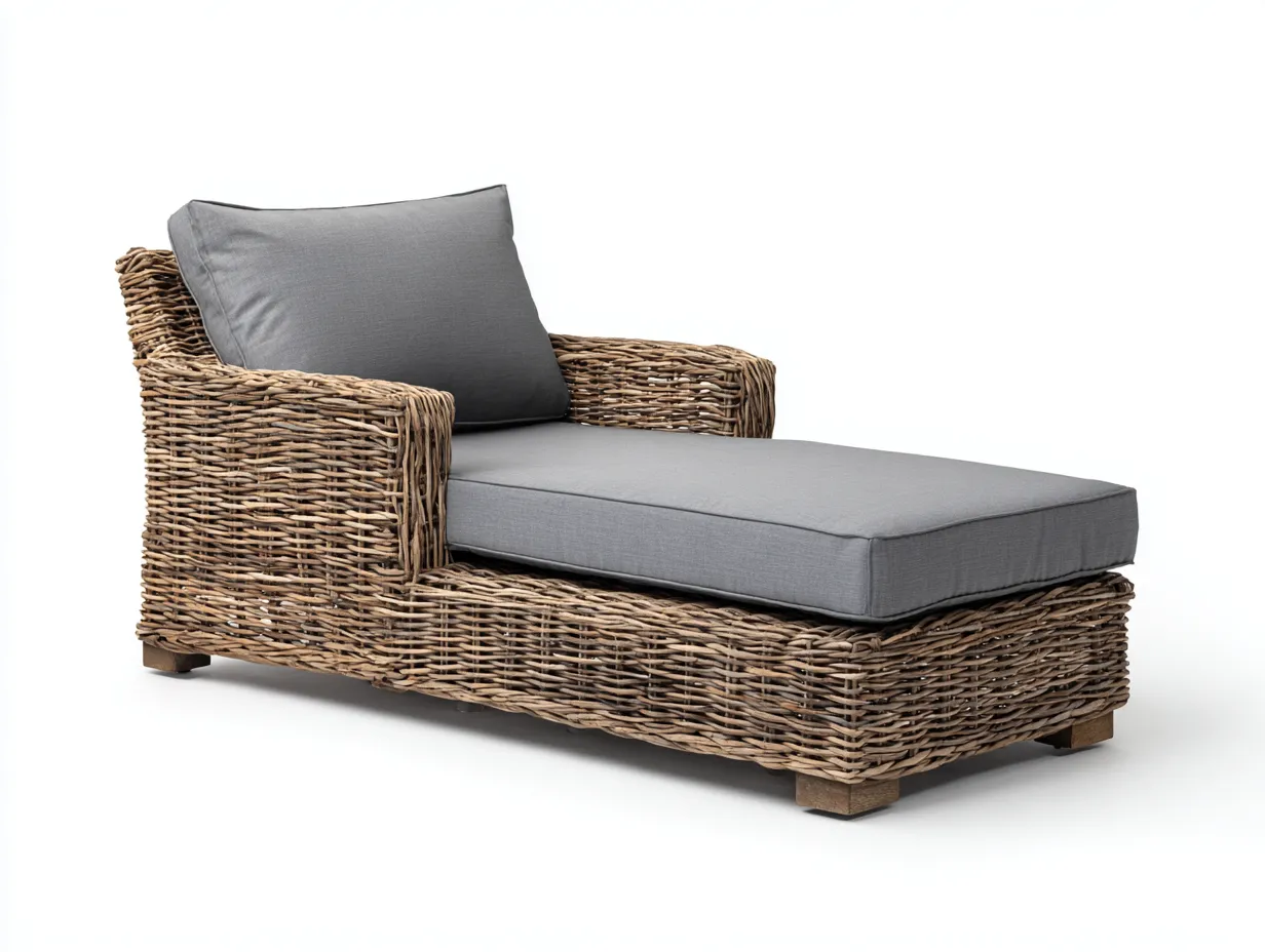 Bain de soleil - Résine tressée-Tissu - 194x76x78 cm - Gris-Marron - Style naturel-Airyuse