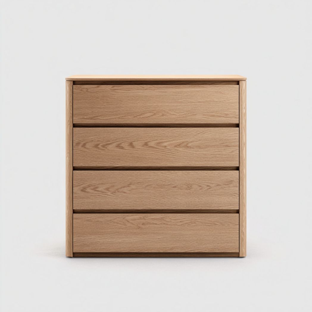 Commode 4 tiroirs en chêne clair massif-Rf Home Designer