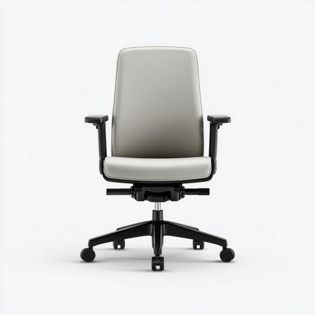 Chaise de bureau ergonomique en similicuir gris avec accoudoirs réglables-Rf Home Designer