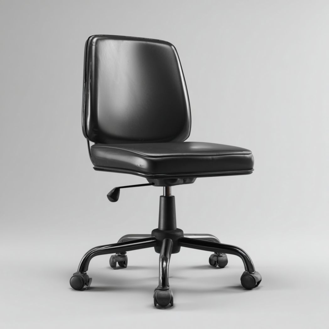 Chaise de bureau en similicuir noir avec roulettes réglable en hauteur-Rf Home Designer