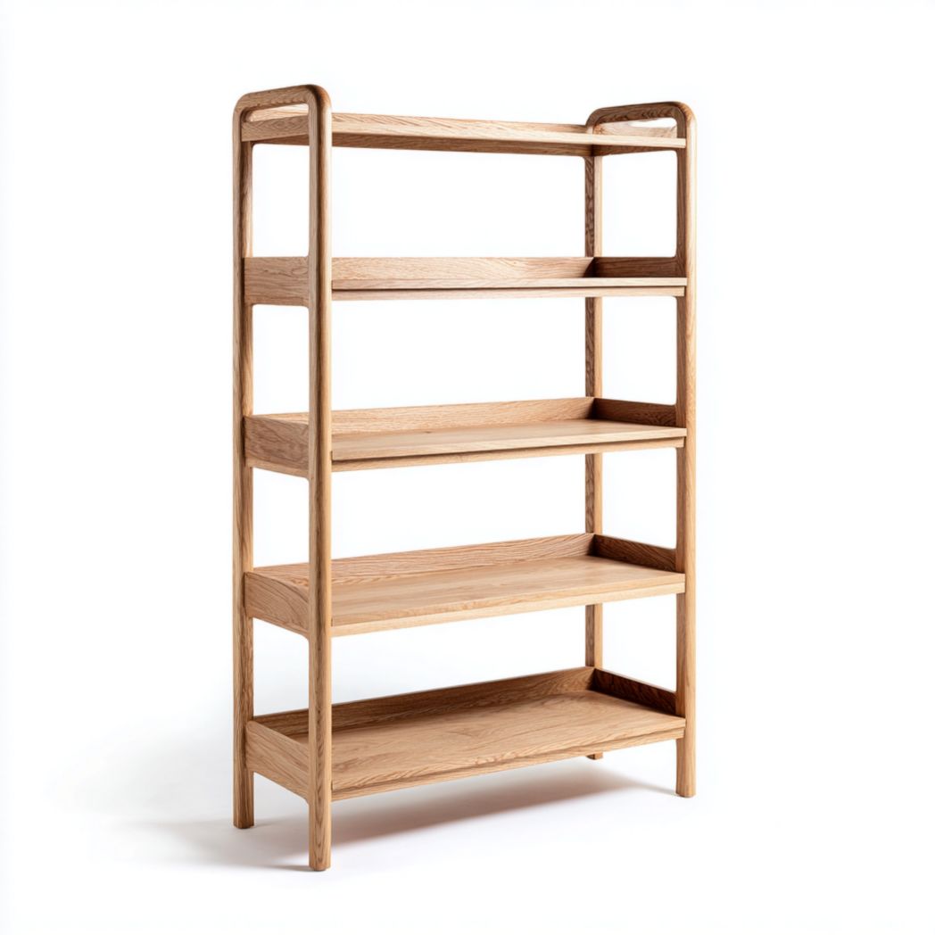 Étagère en chêne massif à 5 niveaux ouverts-Rf Home Designer