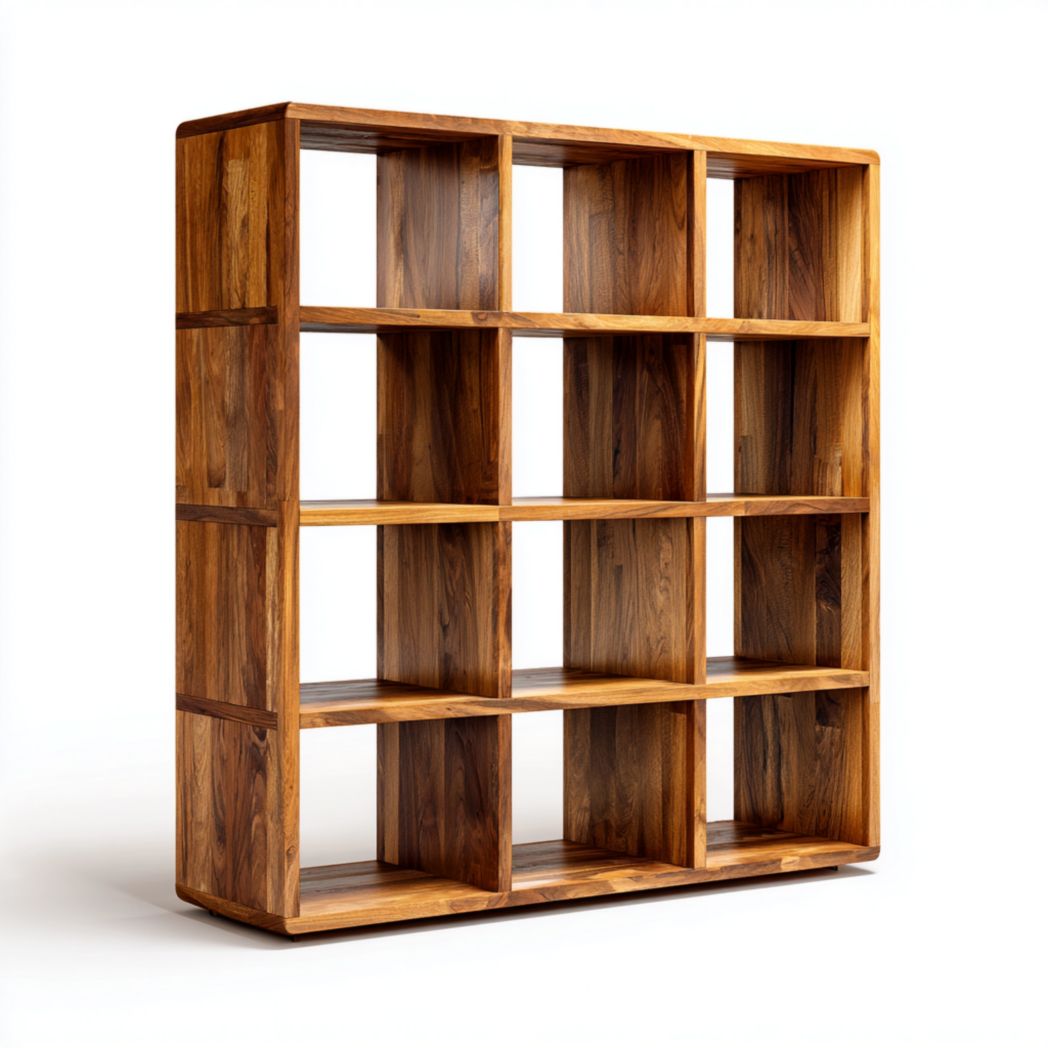 Bibliothèque en bois massif avec compartiments carrés-Rf Home Designer