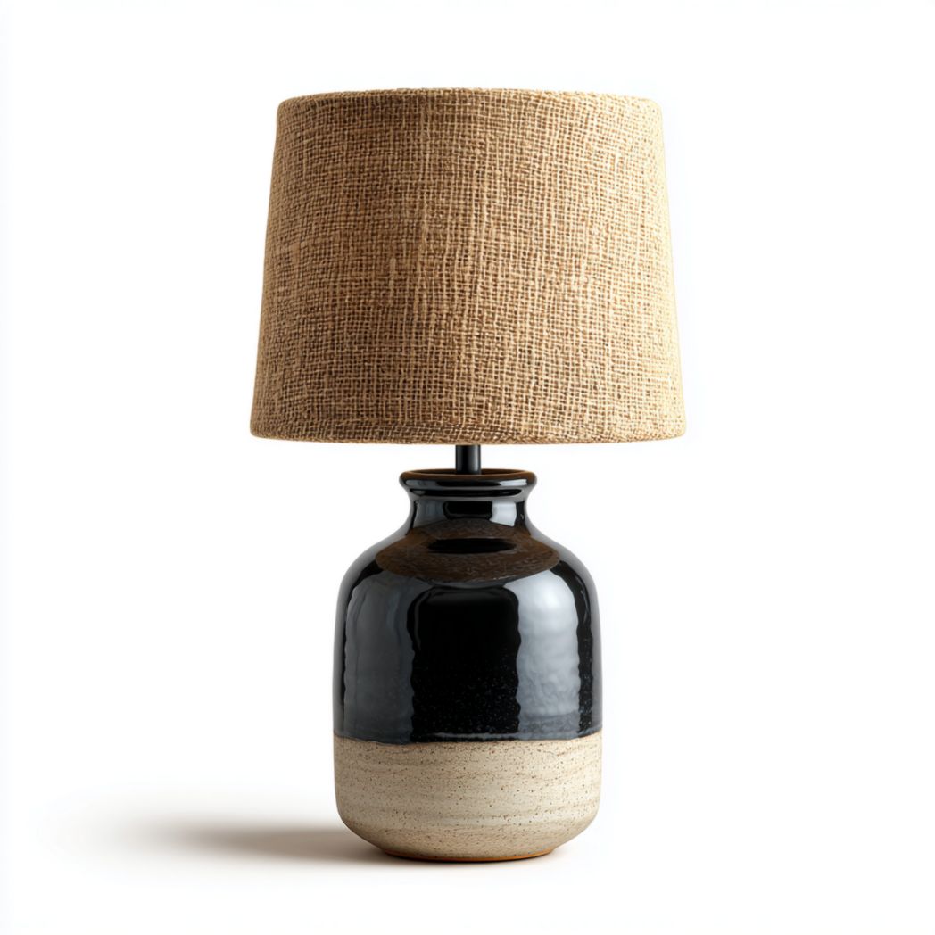 Lampe de table en céramique avec abat-jour en lin-Rf Home Designer