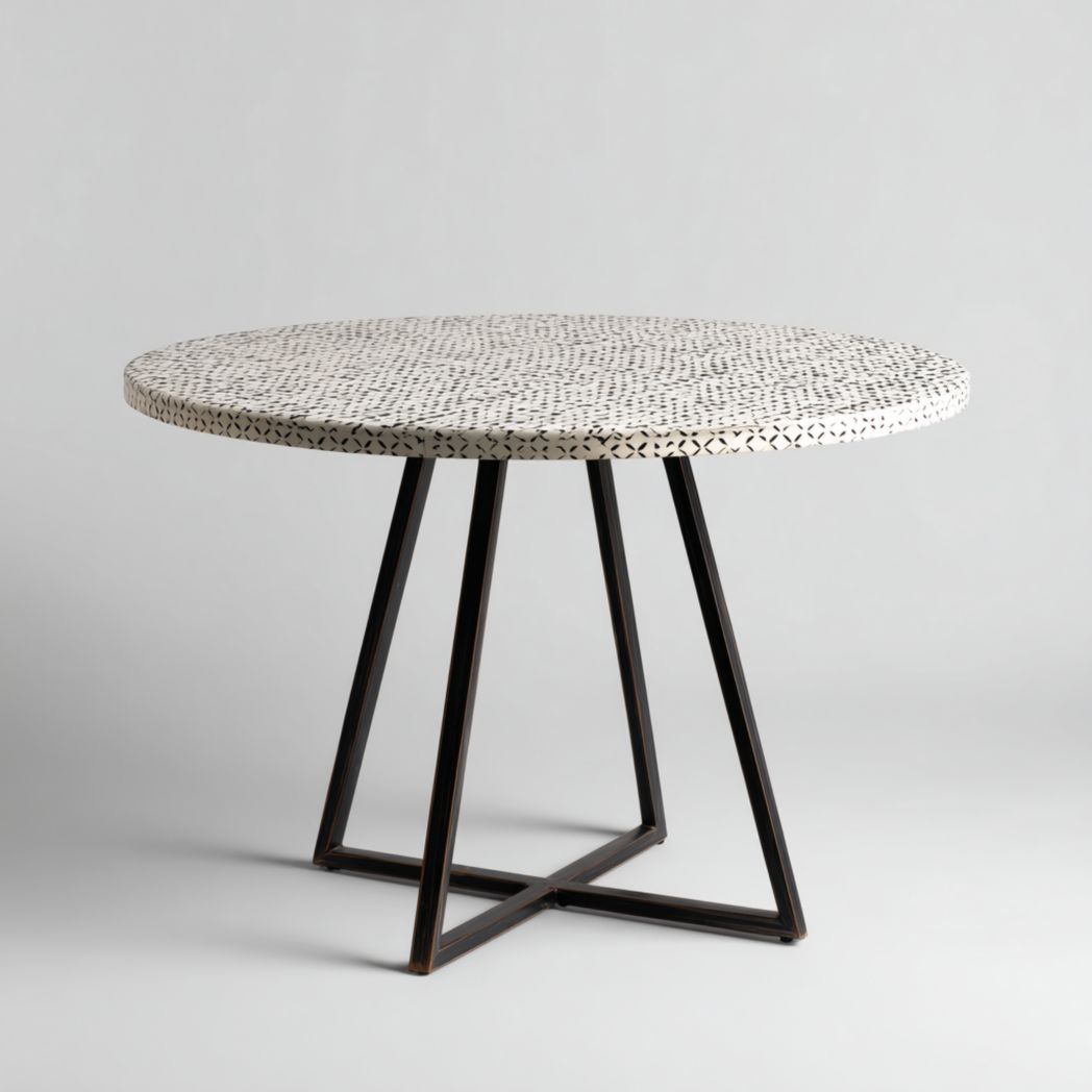 Table de jardin ronde en mosaïque avec piètement en métal-Rf Home Designer